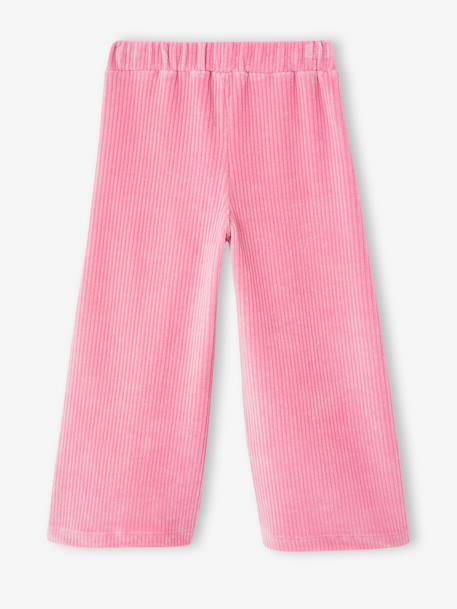 Pantalon fille large en velours anthracite+bleu grisé+chocolat+écru+kaki+marron+mauve+prune+rose - vertbaudet enfant 