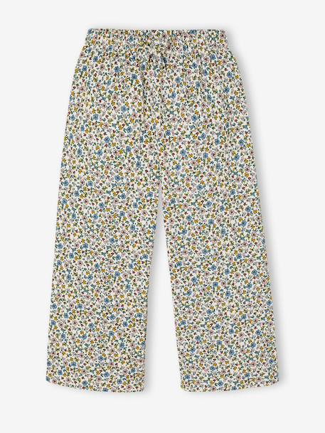 Pantalon fille legging large blanc imprimé+corail+mauve+vert sauge - vertbaudet enfant 