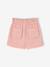 Short paperbag fille en twill rose poudré - vertbaudet enfant 