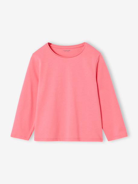 Set van 3 BASICS meisjesshirts met lange mouwen antraciet+ecru+grijsblauw+indigoblauw+rozen+zachtpaars - vertbaudet enfant 
