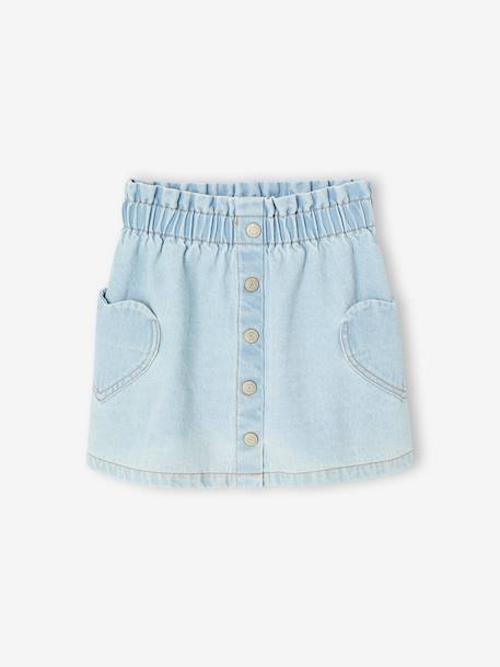Spijkerrok met hartvormige zak voor meisjes gebleekt denim+ongewassen denim - vertbaudet enfant 
