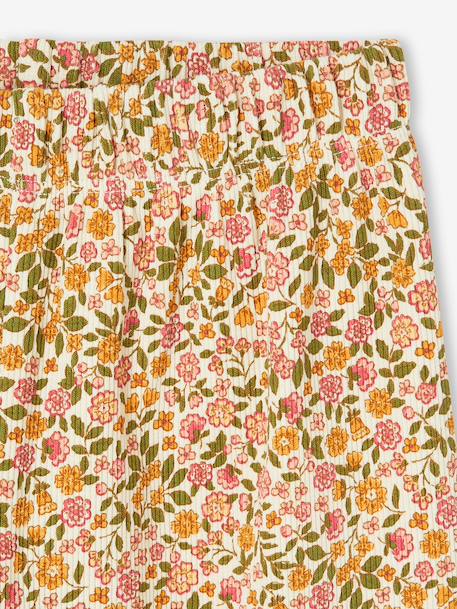 Legging fille en maille côtelé beige+blanc imprimé+écru - vertbaudet enfant 