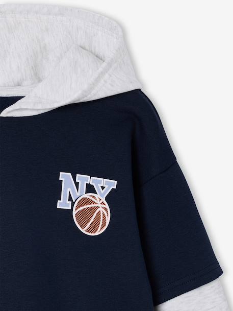 Sportieve sweater met capuchon voor jongens marineblauw - vertbaudet enfant 