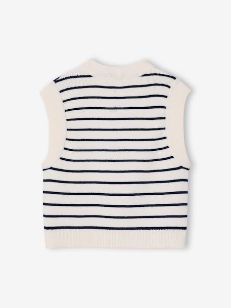Pull sans manche fille camel+écru - vertbaudet enfant 