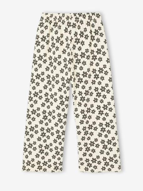 Legging fille en maille côtelé beige+blanc imprimé+écru - vertbaudet enfant 