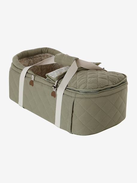 Couffin bébé souple en tissu beige imprimé+bleu grisé - vertbaudet enfant 