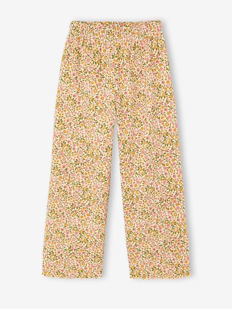Legging fille en maille côtelé beige+blanc imprimé+écru - vertbaudet enfant 