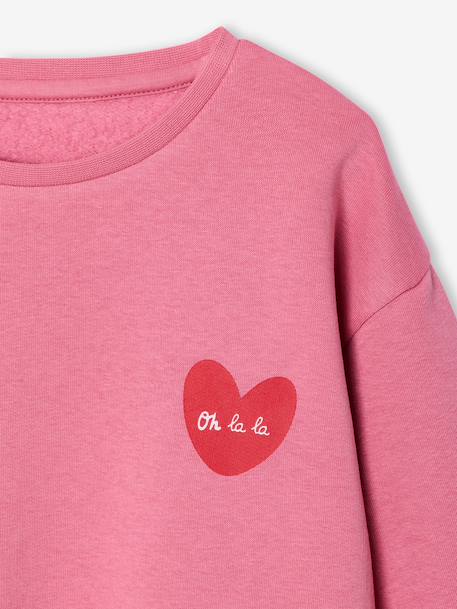 Sweat fille motif imprimé anthracite+corail+encre+pivoine+sauge+vanille+violet+violine - vertbaudet enfant 
