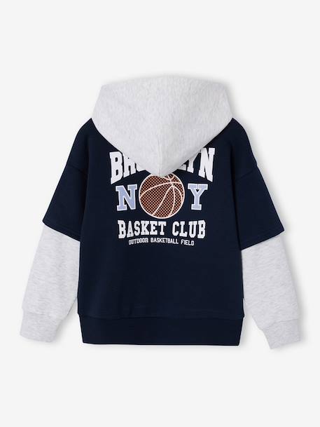 Sportieve sweater met capuchon voor jongens marineblauw - vertbaudet enfant 