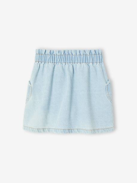 Spijkerrok met hartvormige zak voor meisjes gebleekt denim+ongewassen denim - vertbaudet enfant 