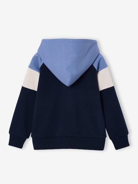 Sweat zippé garçon capuche coloblock bleu moyen+bordeaux+gris chiné+ocre+vert - vertbaudet enfant 