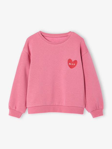Sweat fille motif imprimé anthracite+corail+encre+pivoine+sauge+vanille+violet+violine - vertbaudet enfant 