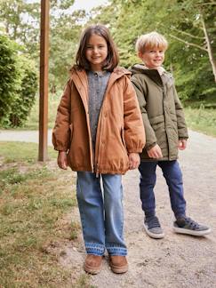 Meisje-Meisjesparka met capuchon gevoerd met imitatiebont