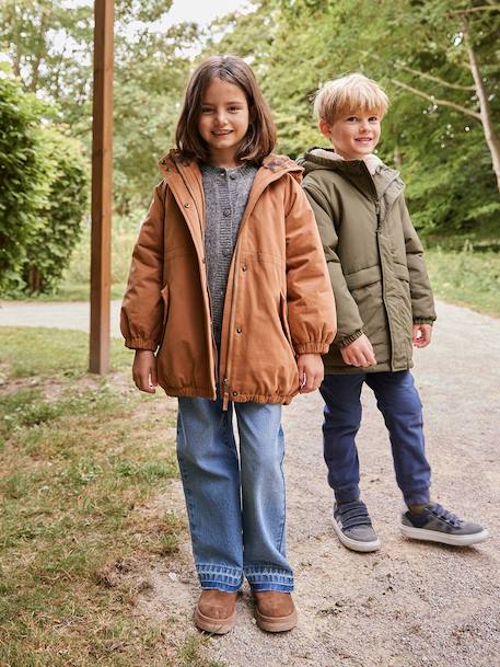 Parka fille à capuche doublée imitation fourrure bois de rose+camel+marine+noir - vertbaudet enfant 