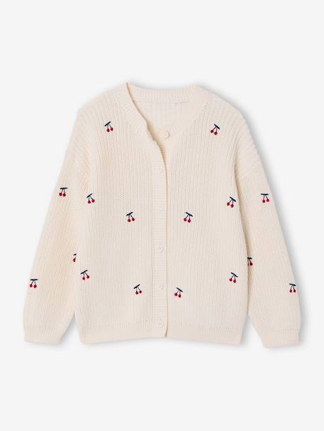 Fille-Pull, gilet, sweat-Gilet fille fantaisie en côte perlée