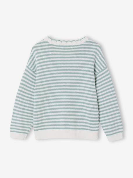 Gestreepte meisjestrui grijsblauw+marineblauw - vertbaudet enfant 