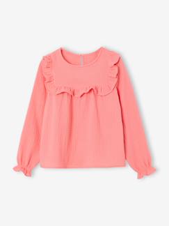 -Blouse fille à volant en gaze de coton 
