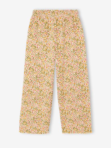 Legging fille en maille côtelé beige+blanc imprimé+écru - vertbaudet enfant 