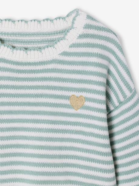 Pull fille à rayures bleu grisé+marine - vertbaudet enfant 