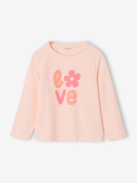 Lot de 3 t-shirts fille fantaisie manches longues anthracite+bleu grisé+écru+indigo+mauve+rose - vertbaudet enfant 