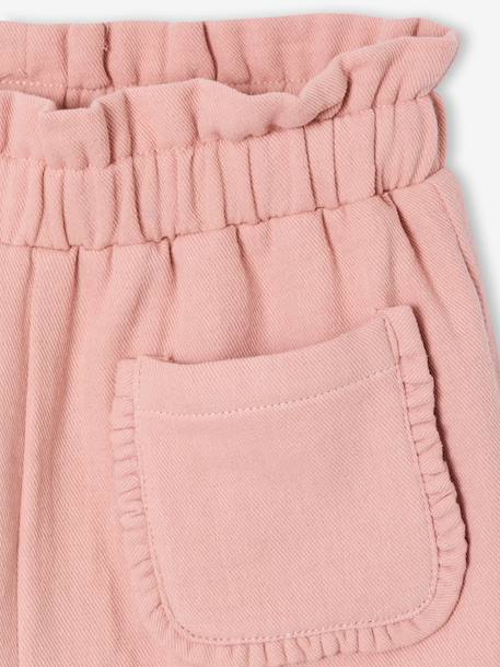 Paper bag short voor meisjes van twill roze (poederkleur) - vertbaudet enfant 
