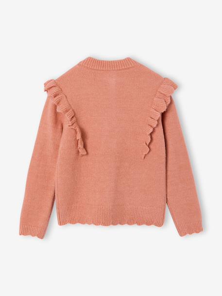 Meisjesvest met fantasie ruches brons+roze (poederkleur) - vertbaudet enfant 