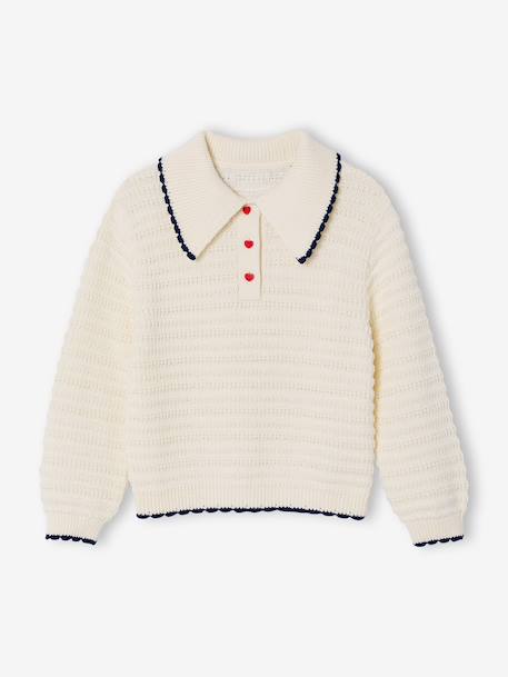 Pull fille en maille fantaisie écru - vertbaudet enfant 