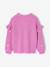 Pull fille brodé manches volantées écru+mauve+rouge - vertbaudet enfant 