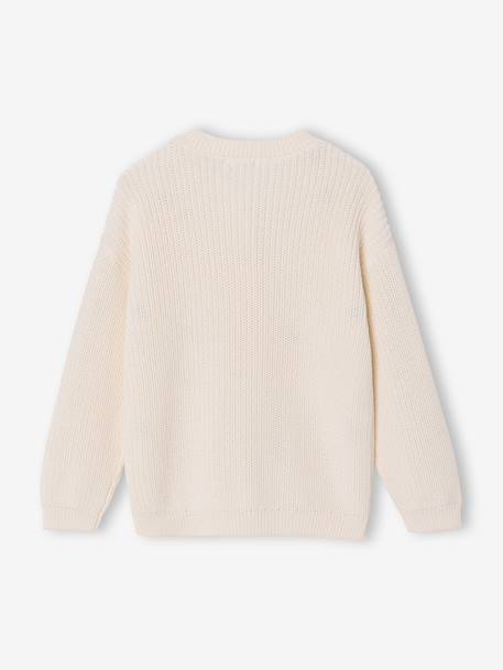 Gilet fille fantaisie en côte perlée bleu grisé+blush+écru+olive+vanille - vertbaudet enfant 
