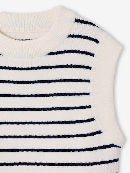 Pull sans manche fille camel+écru - vertbaudet enfant 
