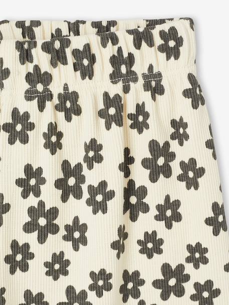 Legging fille en maille côtelé beige+blanc imprimé+écru - vertbaudet enfant 