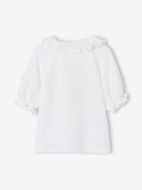 Blouse voor meisjes met Engels borduurwerk ecru - vertbaudet enfant 