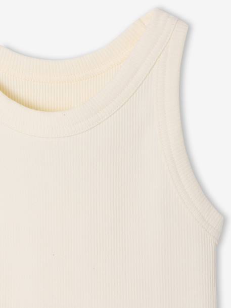 Débardeur fille en côtes beige+écru+rayé bleu+vert sauge - vertbaudet enfant 