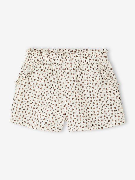 Short fille taille en gaze de coton beige+bleu pâle+rose+vert sauge - vertbaudet enfant 