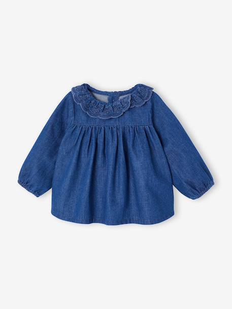 Blouse voor babymeisjes van denim stone - vertbaudet enfant 