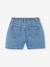 Geborduurde short voor meisjes middenblauw+rozen+saliegroen - vertbaudet enfant 