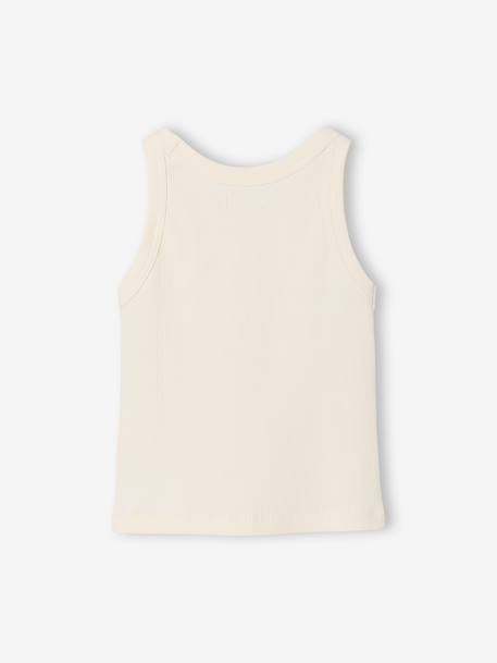Débardeur fille en côtes beige+écru+rayé bleu+vert sauge - vertbaudet enfant 