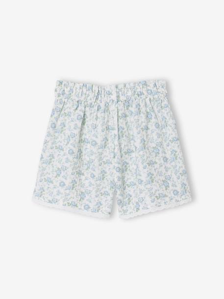 Short en gaze de coton fille bleu clair+blush - vertbaudet enfant 