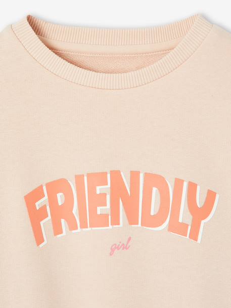 Sweater voor meisjes met positieve boodschap blauwgroen+lichtroze - vertbaudet enfant 