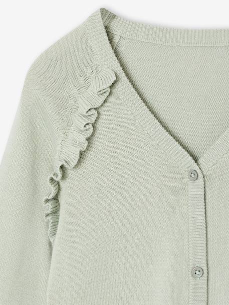 Gilet fille à volants cérémonie beige doré+écru+vert - vertbaudet enfant 