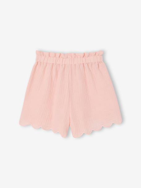 Short fille volanté en gaze de coton rose pâle+vert sauge - vertbaudet enfant 