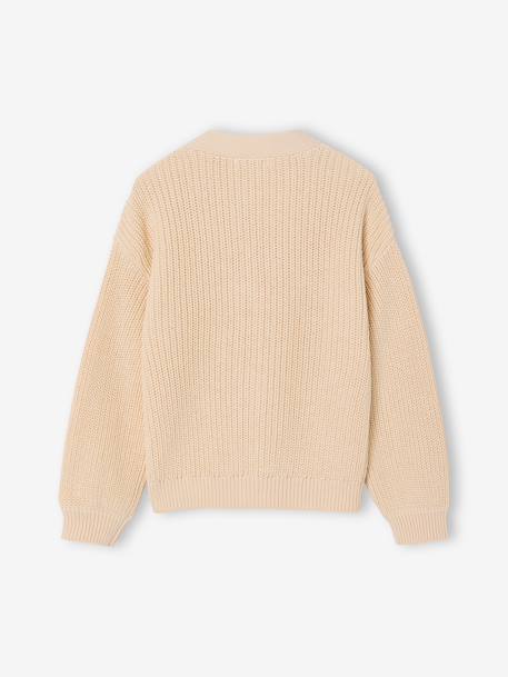 Gilet fille en côte perlée rose+vanille - vertbaudet enfant 