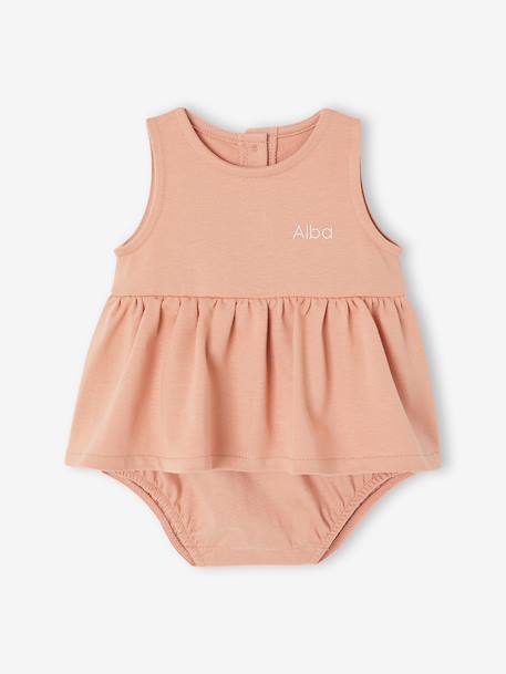 Jurk baby geboorte met geïntegreerde body oudroze - vertbaudet enfant 