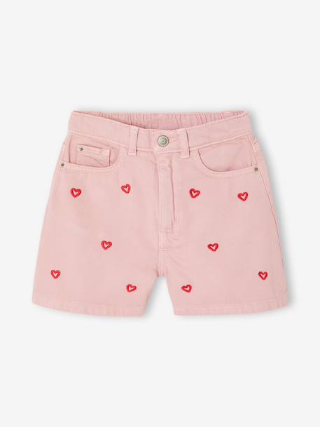 Short fille brodé bleu moyen+rose+vert sauge - vertbaudet enfant 