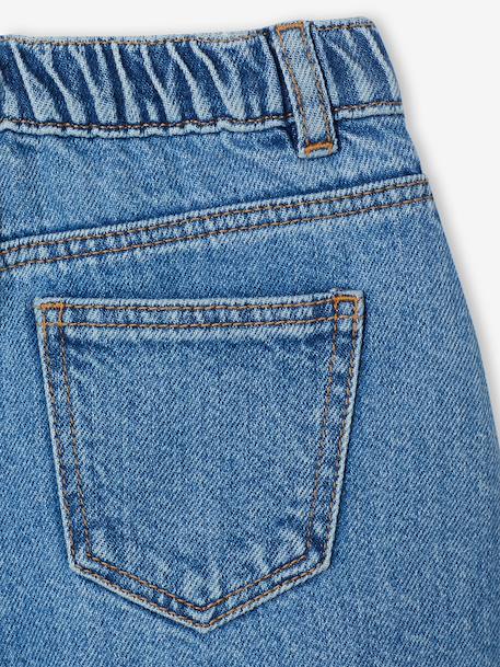 Geborduurde short voor meisjes middenblauw+rozen+saliegroen - vertbaudet enfant 