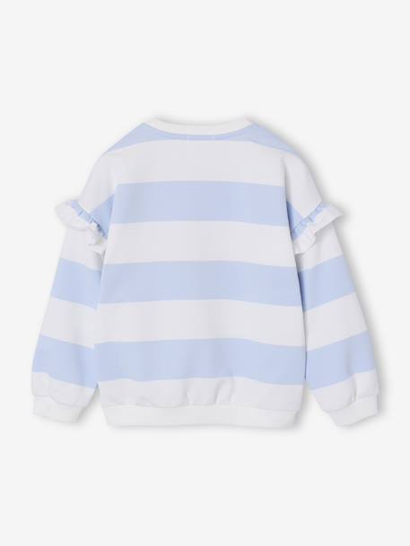 Sweat fille rayé manches à volants bleu pâle+marine+pivoine+vieux rose - vertbaudet enfant 