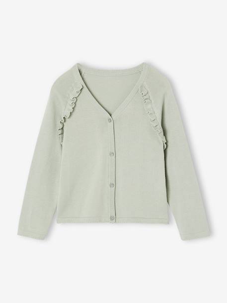 Gilet fille à volants cérémonie beige doré+écru+vert - vertbaudet enfant 