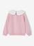Sweat fille col brodé message flock velours écru+gris chiné+mauve+rose pâle+rouge - vertbaudet enfant 