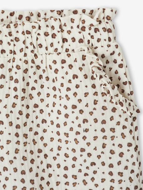 Short voor meisjes van katoengaas beige+bleekblauw+rozen+saliegroen - vertbaudet enfant 