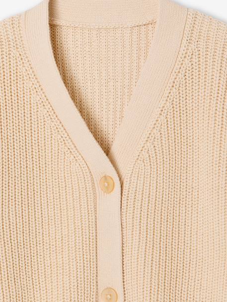 Gilet fille en côte perlée rose+vanille - vertbaudet enfant 